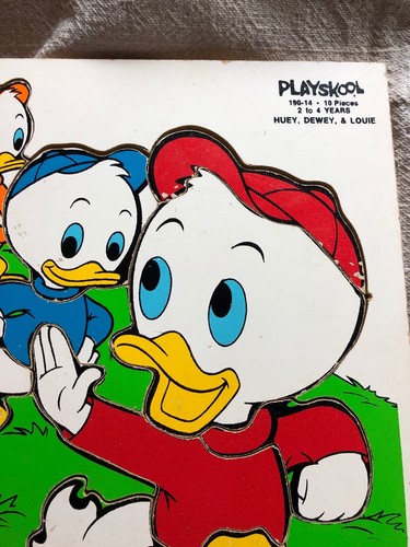 vintage wood/wooden jigsaw puzzle playskool 190-14 huey dewey louie walt disney