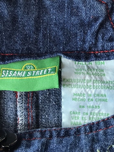 Sesame Street Jean Skirt Overalls Infant Girls Size 18 Months