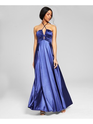 SPEECHLESS Womens Sleeveless Halter Full-Length Formal Gown Dress