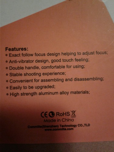 CS-F0 Follow Focus w Gear Ring Belt for (D)SLR Cameras w Single 15mm Clamp D9B1