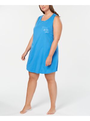 

JENNI INTIMATES Intimates Blue Peekaboo Back Nightgown Plus, Синий