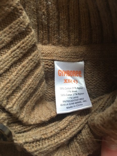 Gymboree Boys Shawl Sweater Size XS 4 Tan Beige Wool Blend