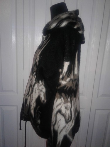 Yari Artesanias Zip Hoodie Wool Sweater Jacket White Horses  Sz M * Mint *