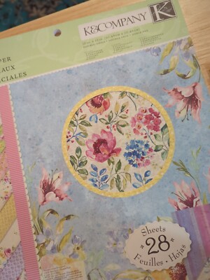 K & Company ''Watercolor Bouquet'' Specialty Paper Pads w/ 2 Embellishments RARE