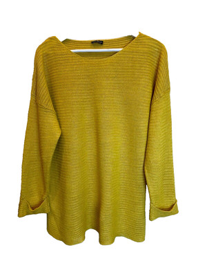 Charles Robertson Size 46 Pullover Sweter 100% Linen Yellow Finest English Style