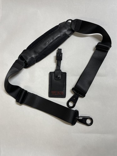 Of Black Leather Shoulder Adjustable Strap & Tag For Briefcase