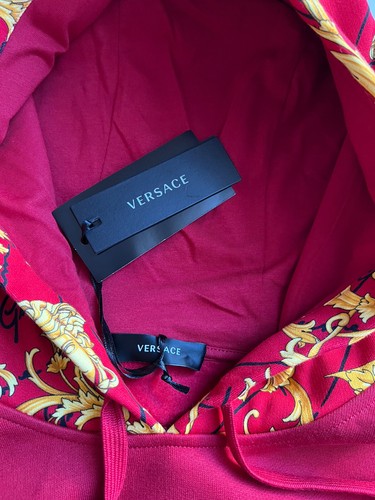 Pre-owned Versace $1150  Medusa Baroque Print Sweatshirt With Hoodie Red S 1003253