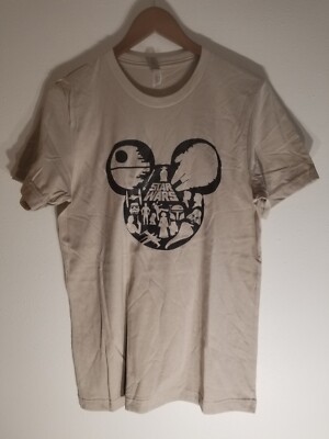 Bella + Canvas Star Wars Mickey Mouse Beige T-Shirt Size Medium NWOT