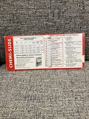 Vintage 1956 Cardboard Chemi-Slide Henry Holt & Co Chemical Facts You Need