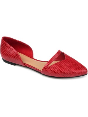 

JOURNEE COLLECTION Женские слипоны на плоской подошве с текстурой красной ящерицы Dorsay Braely Toe Slip On Flats, Красный, BRAELY
