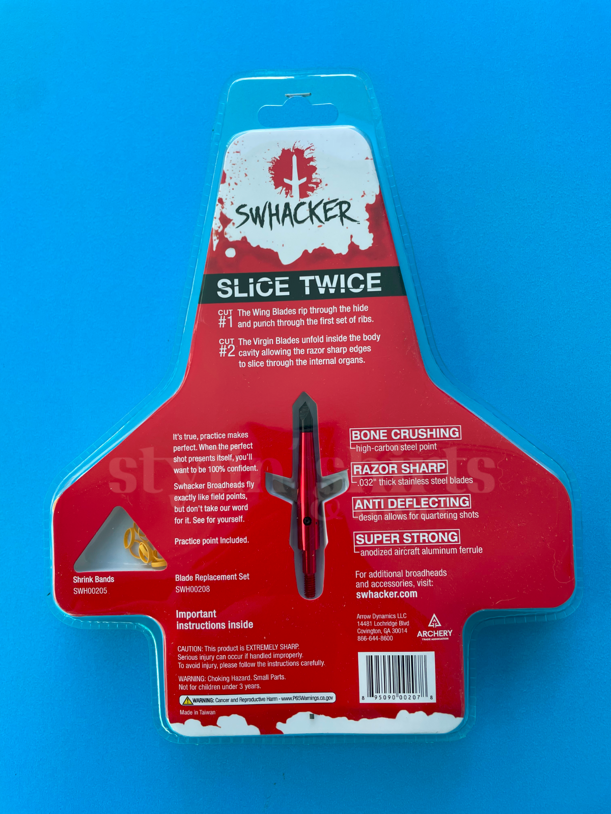 1 pk 207 Swhacker 2" Expandable Archery 2-Blade Mechanical Broadhead 100 Grain