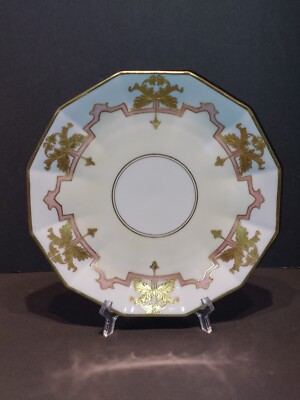 France Limoges Flambeau China L.D.B. & Co. 9.5'' Hand Painted Plate 12 Sided 
