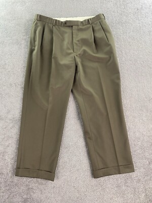 Brooks Brothers Pants Men 40x30 Olive Wool Designer Luxury Premium 346 Business