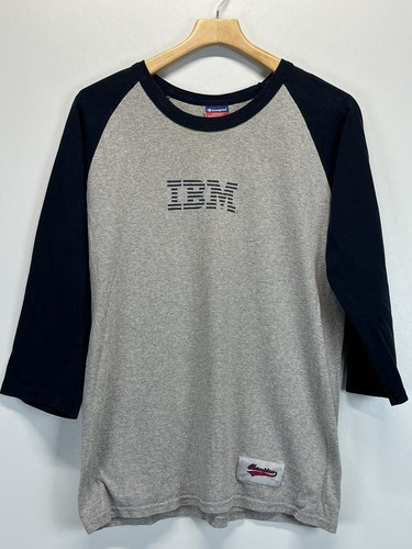 Vintage 90's IBM x CHAMPION Raglan Baseball T Shirt SZ M