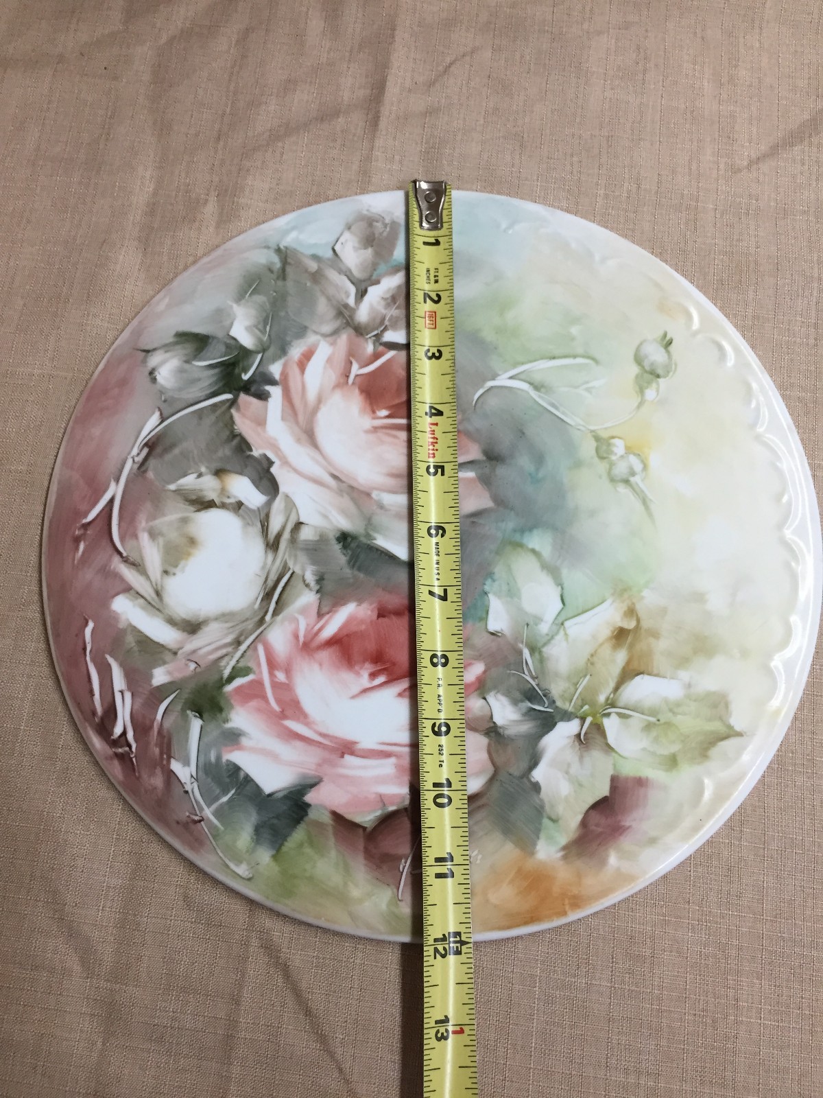 Royal Crest Porcelain Decorated Collectors Cake Plate Roses by artist H. Spinks