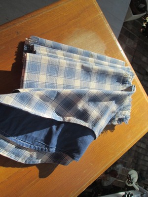(4) Blue plaid napkins & matching bread basket liner, never used, terrific gift!