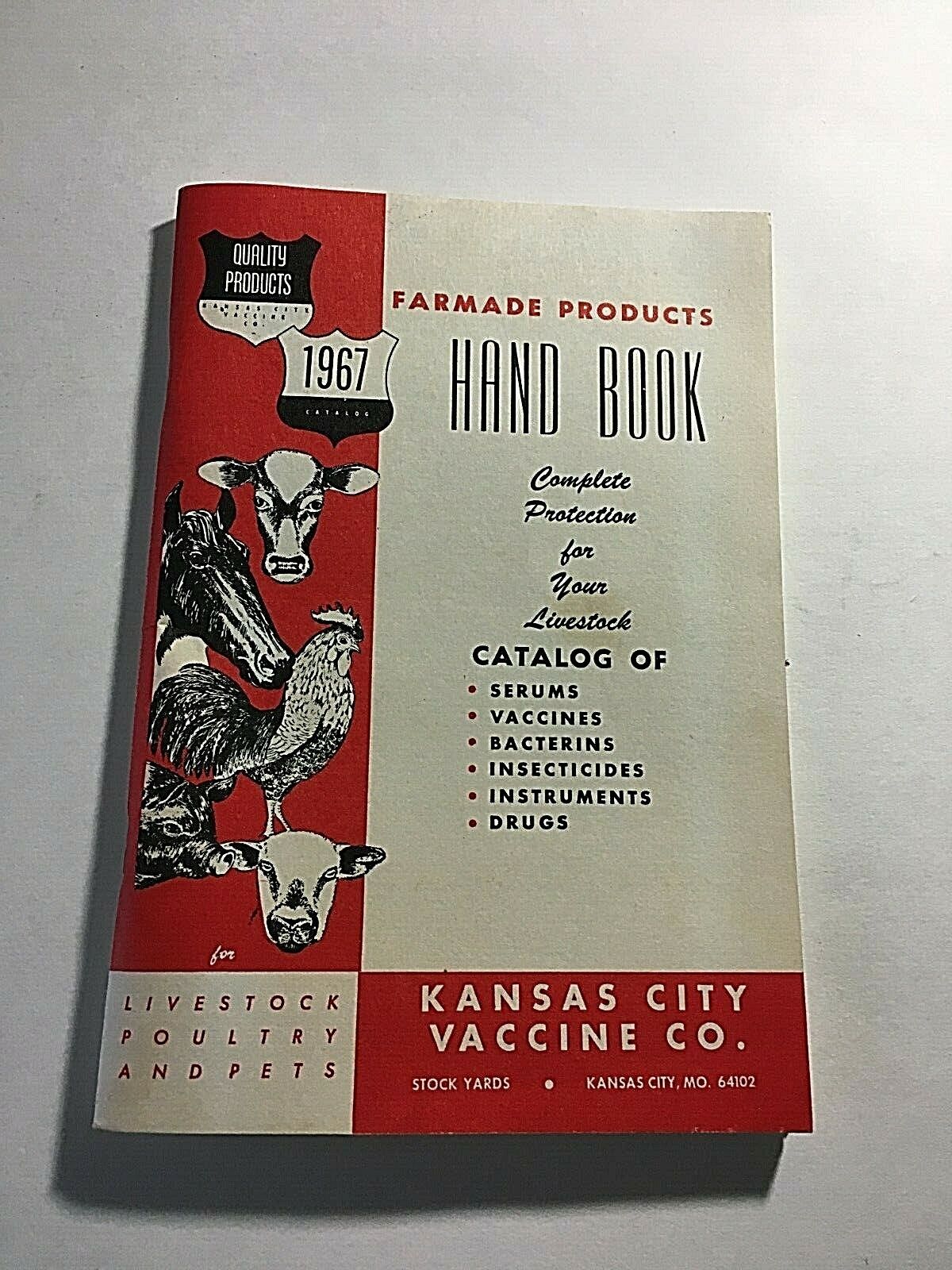 1967 Farmade Products Hand Book ~ Farming Livestock Catalog of Drugs and Info