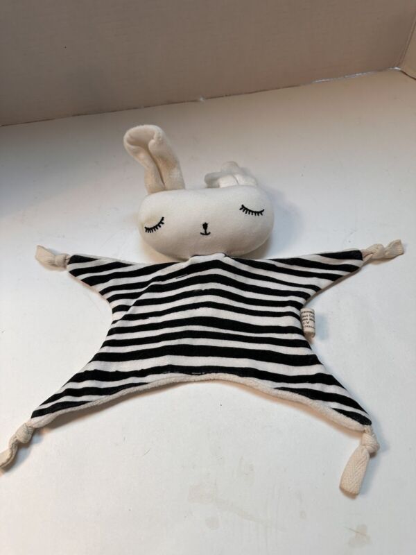 Wee Gallery Organic Cuddle Bunny Baby Blanket Black Stripes Made In India Lovey