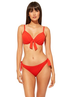 Женский купальник BLEU Womens Orange с эластичной гофрированной завязкой спереди, бикини с фиксированными чашечками, топ 38D
