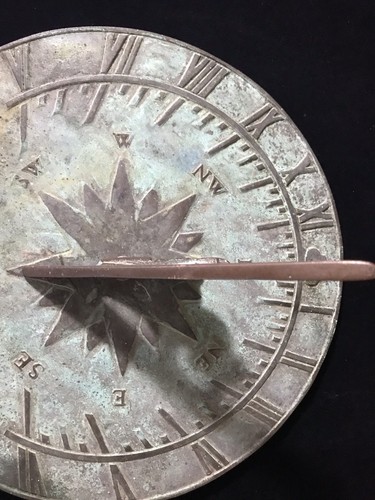 Vintage Bronze Garden Sundial Green Patina Virginia Metal Crafters