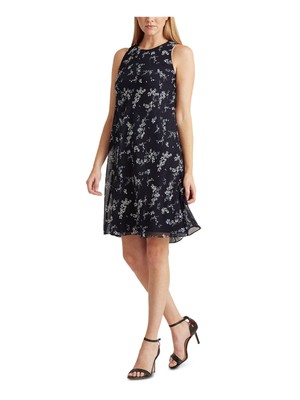 

Женское темно-синее платье до колен RALPH LAUREN с цветочным принтом без рукавов Petites, Navy