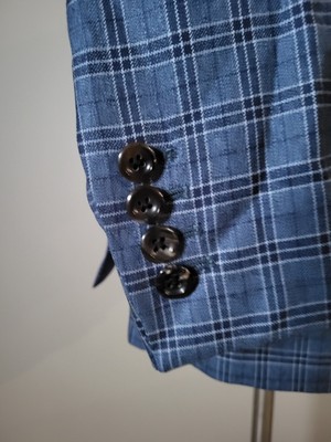 38R Bespoke Blue Purple Check  Plaid Tweed Blazer Sport Coat Jacket Surgeon 