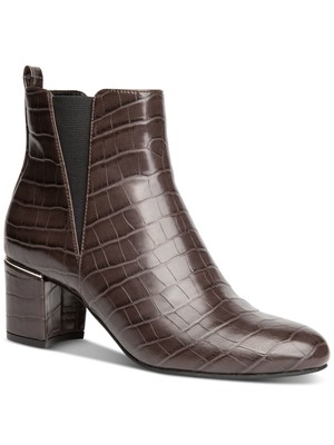 ALFANI Женские коричневые ботильоны с боковыми вставками на каблуке с акцентом Мягкие ботильоны на блочном каблуке 10