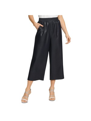 

DKNY Женские темно-синие широкие укороченные брюки с высокой талией и эластичной резинкой с карманами, Navy, P0FKEEUA