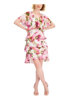 

SLNY Женский пуловер с белой подкладкой и рукавами-крылышками с V-образным вырезом и длиной до колена, платье прямого кроя, Белый