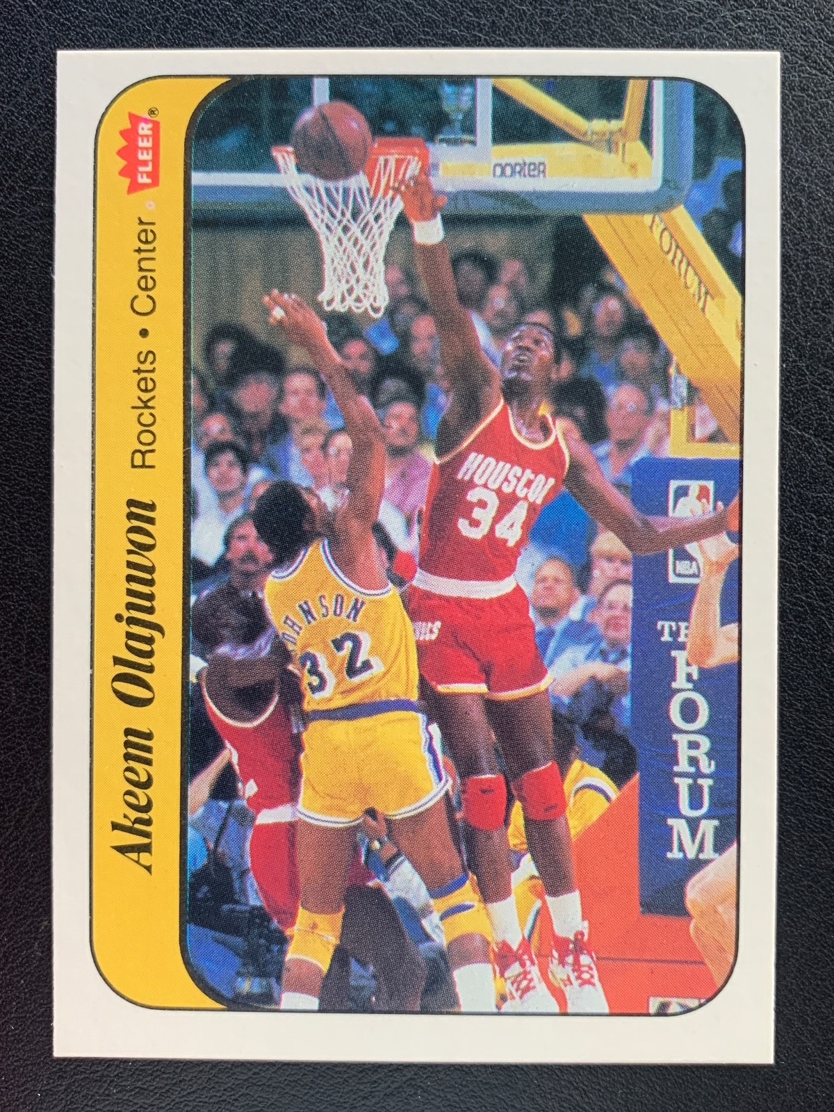 1986 Fleer Basketball Sticker #9 Hakeem Olajuwon RC Rookie #2