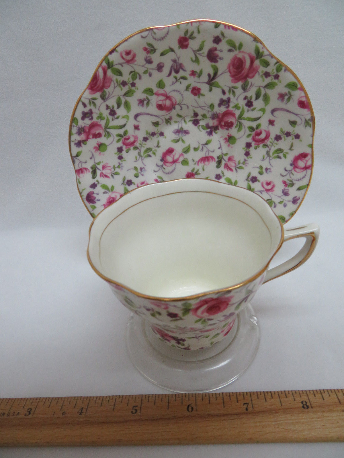 Rosina Rose Bone China England Chintz Tea Cup and Saucer