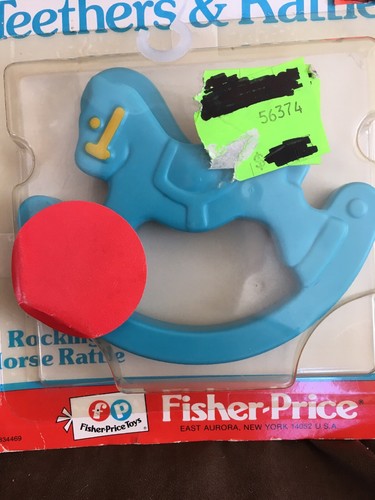 VINTAGE FISHER PRICE CRIB & PLAYPEN RATTLE TEETHER  1982 ROCKING HORSE 647 NIB