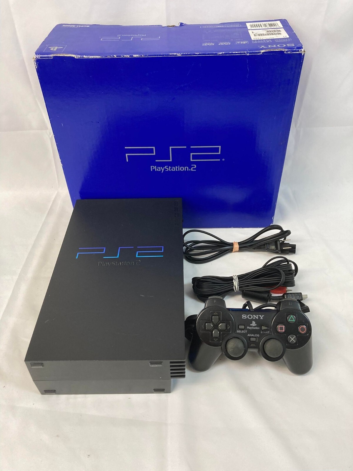 Sony PlayStation 2 PS2 Black Game Console Full Box Japanese Region Fast Shipping