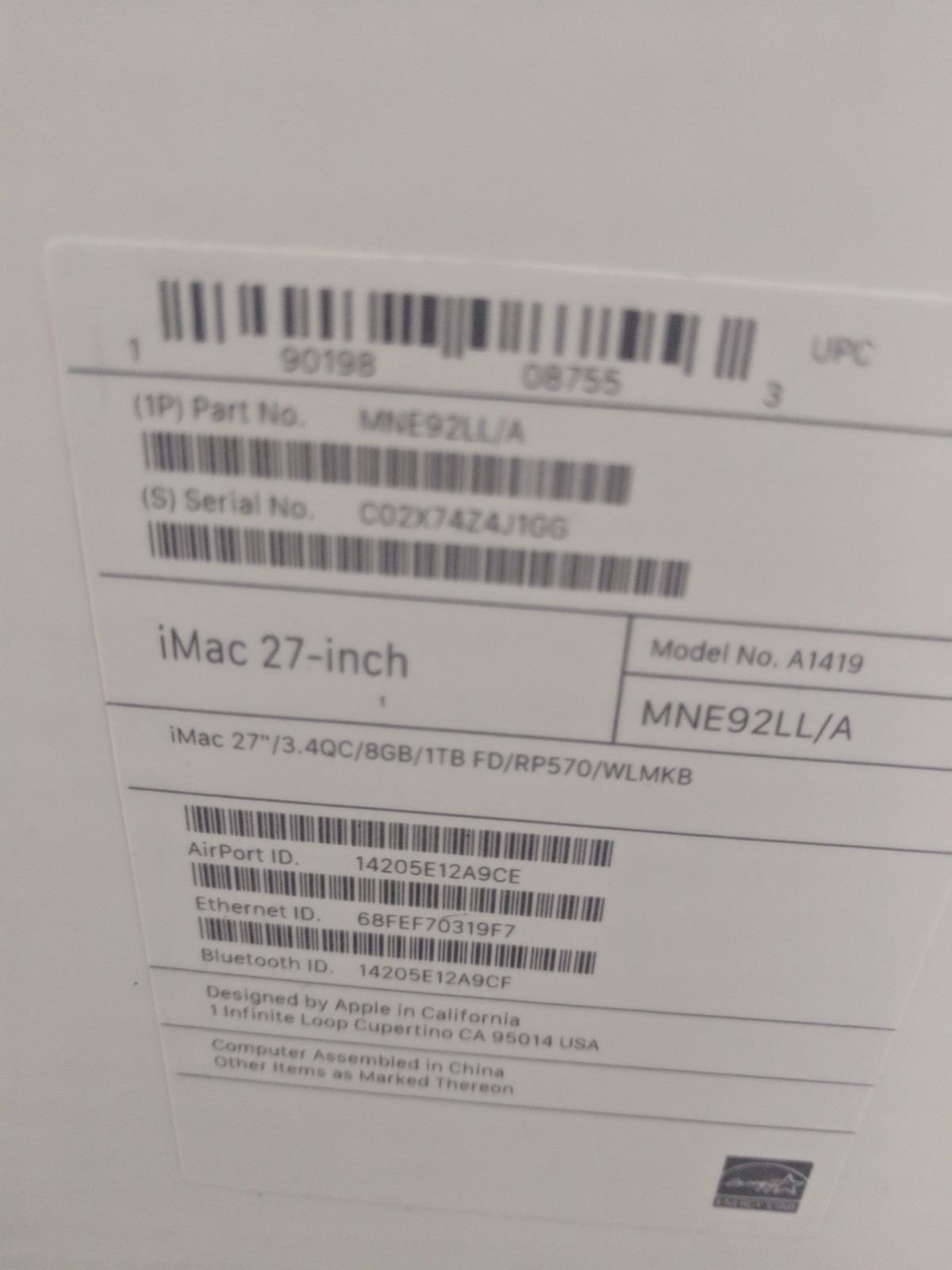Brand New Apple iMac 27