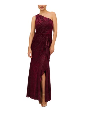 ADRIANNA PAPELL Womens Burgundy Cascading Ruffle Lined Sleeveless Formal Dress 6