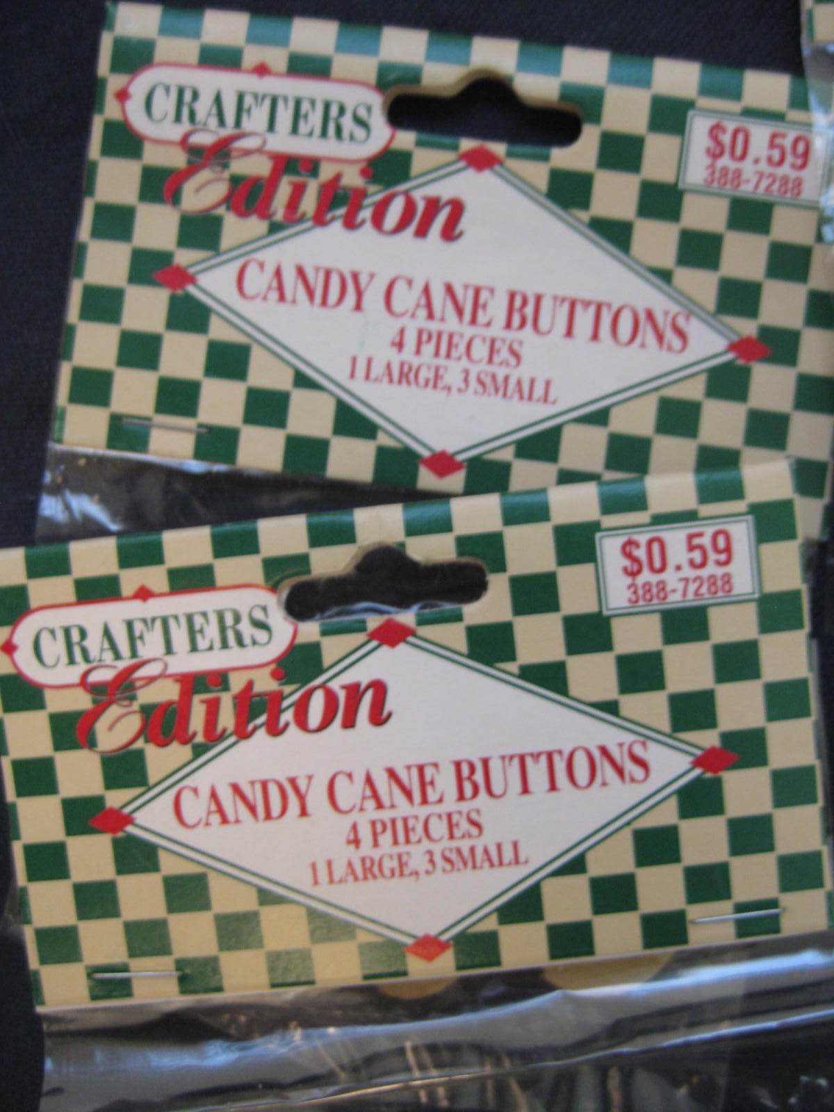 Lot of 10 Packages Unfinished Wood Buttons - Christmas - Candy Cane - Snowman