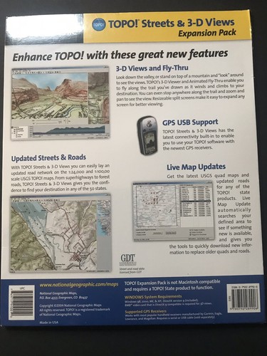 New National Geographic TOPO! Streets & 3-D Views Expansion Pack PC Software