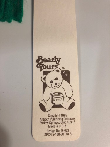 Vintage 80’s Teddy Bears Bookmark Tassel Antioch 1985 Bearly Yours