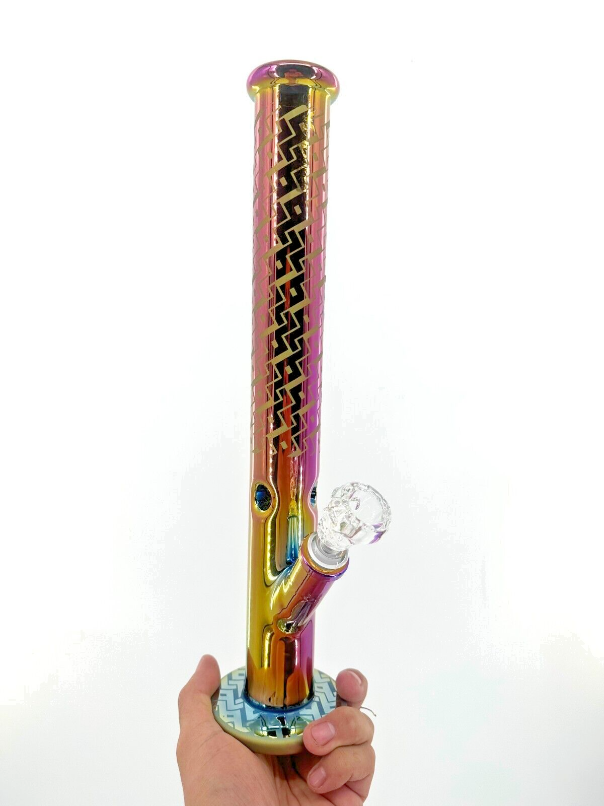 16" Heavy Glass Bong Water Pipes with 14mm Skull Bubbler Unique Design USA