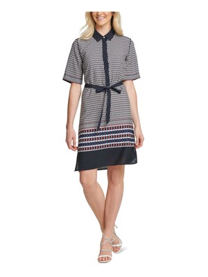 

DKNY Женское белое платье-рубашка длиной выше колена с короткими рукавами, Белый