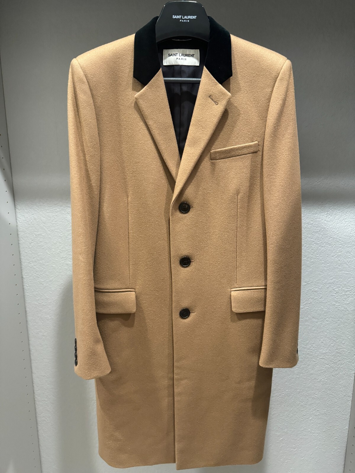 コート Saint Laurent Camel Wool Short Coat Saint Laurent Short Coat in Wool | Saks Fifth Avenue