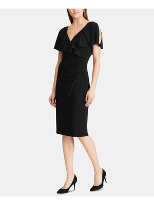 

Черное женское платье-футляр длиной ниже колена с короткими рукавами RALPH LAUREN, Черный