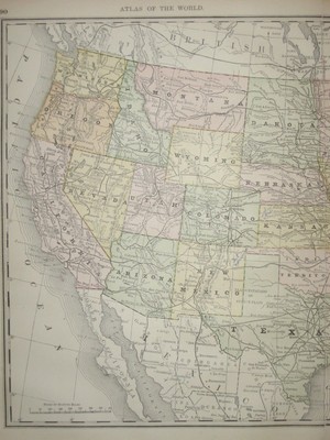 1888 UNITED STATES ANTIQUE MAP Rand McNally Atlas 21 x 14 Original