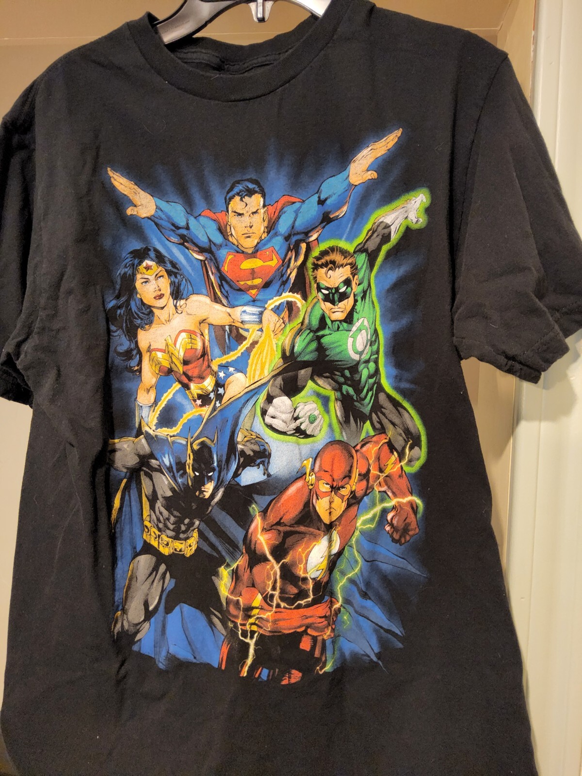 VINTAGE DC JUSTICE LEAGUE T-SHIRT, BATMAN, FLASH, SUPERMAN