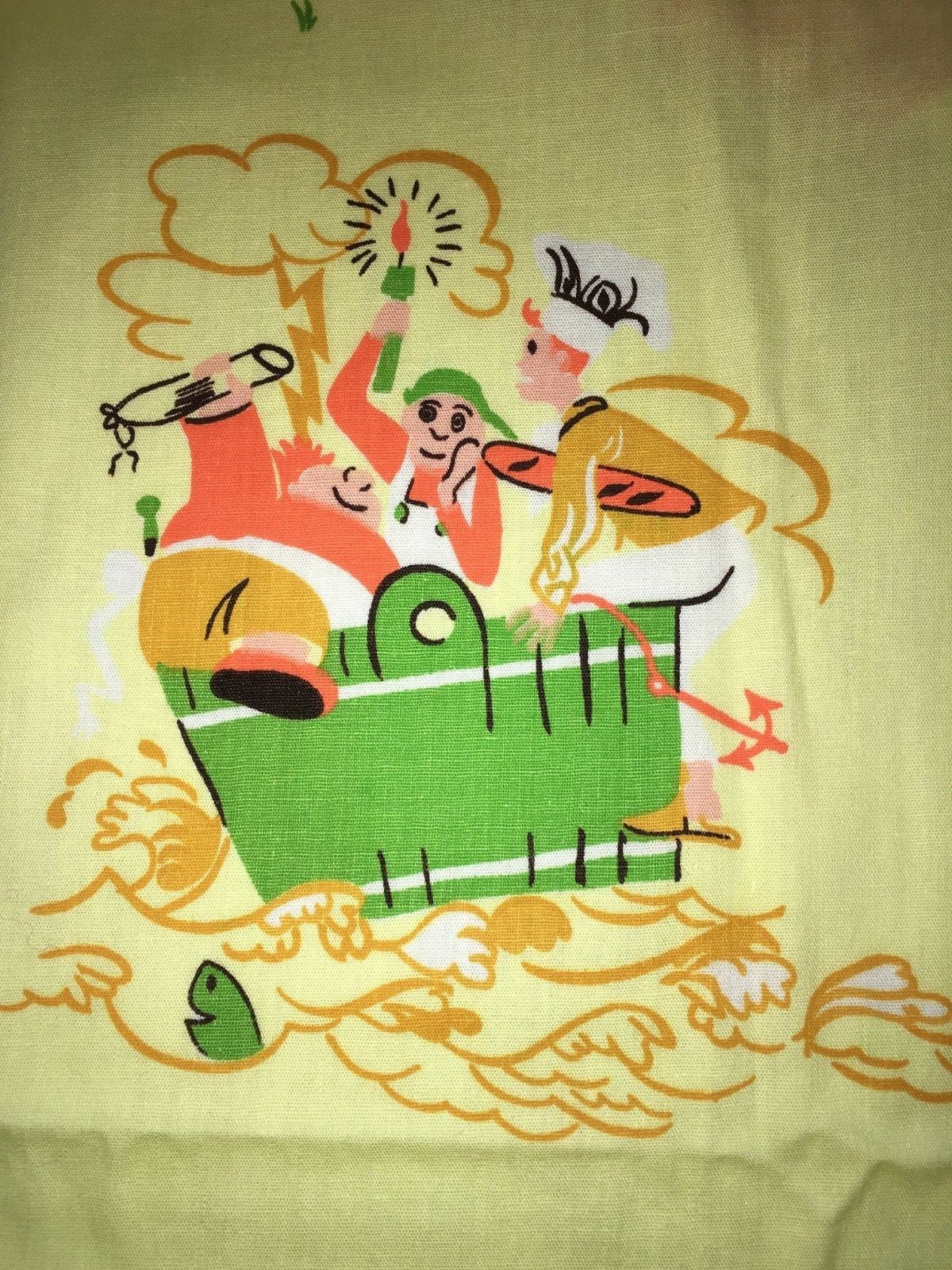 Vtg Nursery Rhyme Fabric 1 Yd + 34