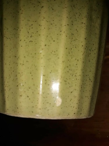 Vintage Hull Oven Proof USA Coffee Chunky Mug Pottery Green Speckled Ribbed