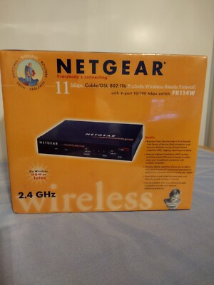 Sealed NETGEAR FR114W Pro Safe 802.11b Wireless-Ready Firewall 100 Mbps router