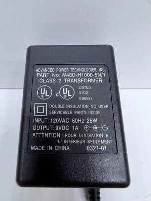Advanced Power Technologies 9 VDC 1 Amp Wall Wart Transformer Power Supply