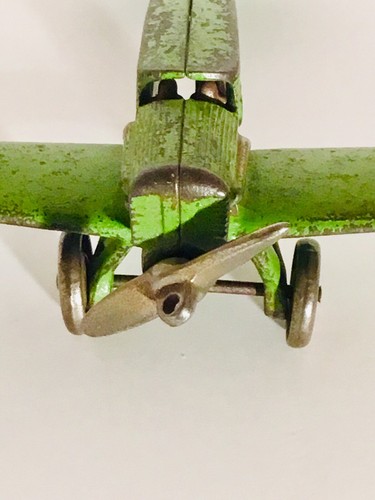 Rare Hubley Bremen Green Cast Iron Airplane - Nice!