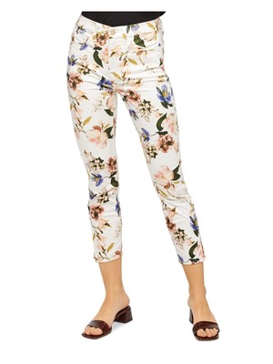 

Jen 7 By 7 For All Mankind Женские укороченные брюки цвета слоновой кости с карманами и цветочным принтом, Цвет слоновой кости, 7G803353